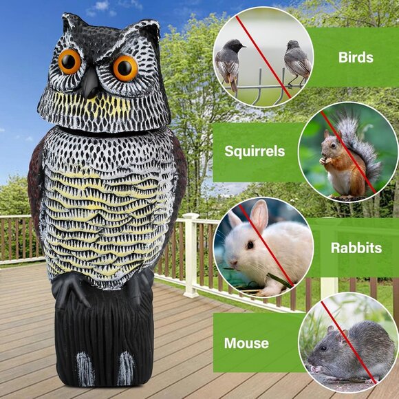Waterproof Owl Decoys to Scare Birds Squirrels Away Statue for Patio Yard - Picture 7 of 9